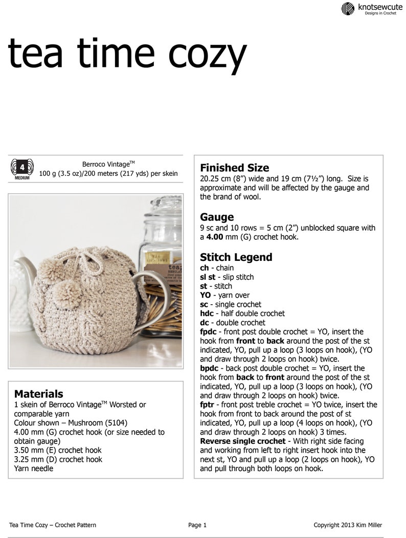 CROCHET PATTERN Tea Time Cozy Instant Download PDF image 6