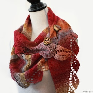 CROCHET PATTERN - Autumn Leaves Shawl - Instant Download (PDF)