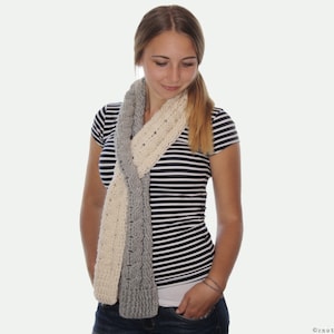 CROCHET PATTERN Cabled Keyhole Scarf Instant Download PDF image 1