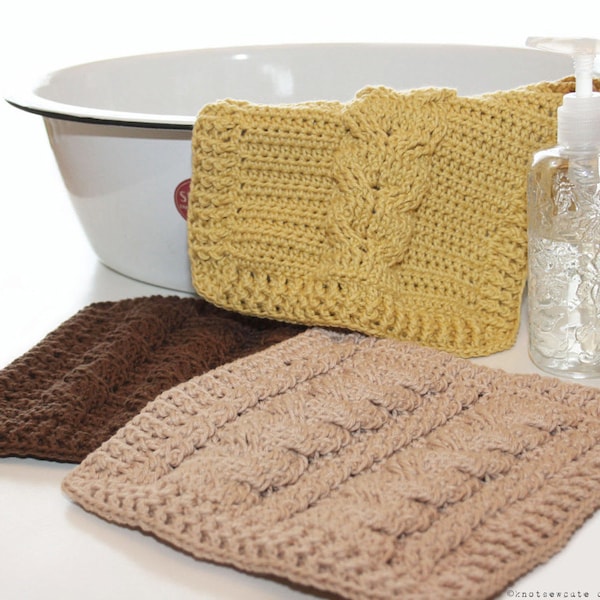 HÄKELANLEITUNG - Geschirrtuch mit Zopfmuster - Sofort Download (PDF)