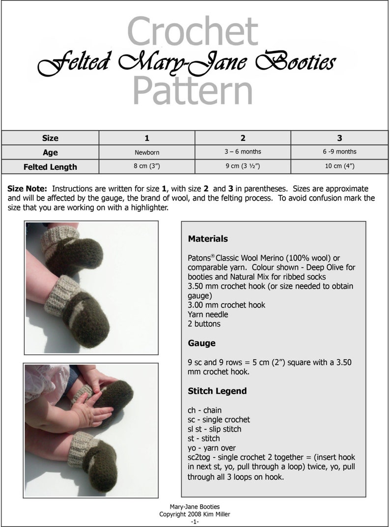 CROCHET PATTERN Felted Mary-Jane Booties Instant Download PDF image 5