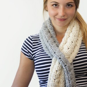 CROCHET PATTERN Cabled Keyhole Scarf Instant Download PDF image 2