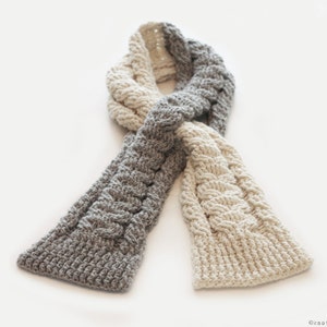 CROCHET PATTERN Cabled Keyhole Scarf Instant Download PDF image 3