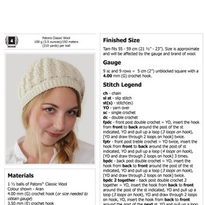 CROCHET PATTERN Classic Cables Ladies Tam Instant Download - Etsy