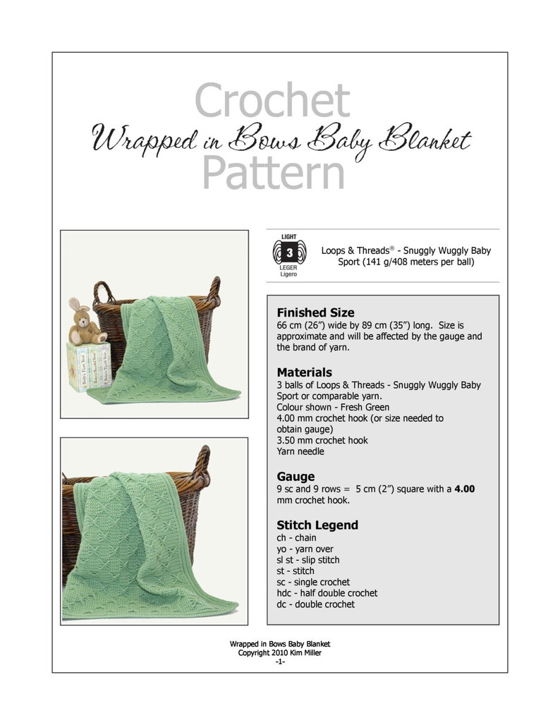 CROCHET PATTERN Wrapped in Bows Baby Blanket Instant Download PDF image 5