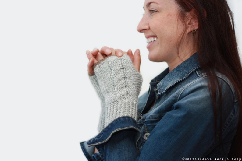 CROCHET PATTERN Entwined Fingerless Mitts Instant Download PDF image 1