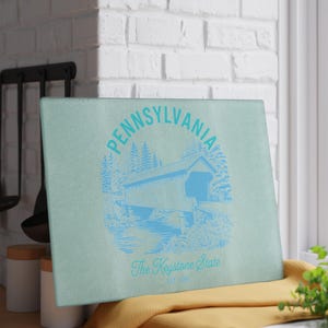 Glazen snijplank Pennsylvania staat - keukendecor, Kaasplank staat omtrek, uniek cadeau gastvrouw, cadeau minnaar thuisstaat,