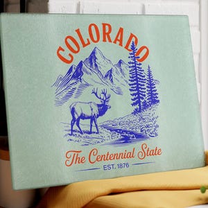 Planche à découper en verre Colorado Mountain : décoration de cuisine rustique