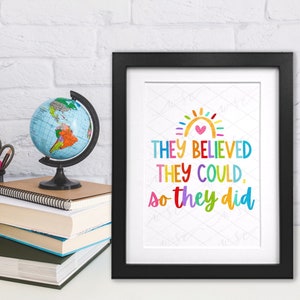 They believed they could so they did | Printable Art | Classroom Posters | Homeschool Decor | Growth Mindset | Digital Download