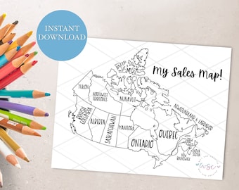 Canadian Etsy Sales Map | Canada Map | Cha-Ching Map | Sales Tracker | Printable Map | Instant Download | Digital Download