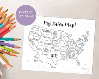 Etsy Sales Map | Cha-Ching Map | Sales Tracker | Printable Map | Instant Download | Digital Download