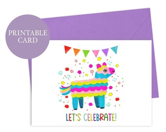 Let's Celebrate Pinata Card | Birthday Cards | Pinata Cards | Latinx Cards | Instant Download | Printable Card