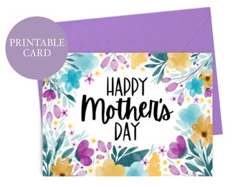 Carte florale de fête des mères : carte imprimable 5 x 7 (téléchargement instantané)