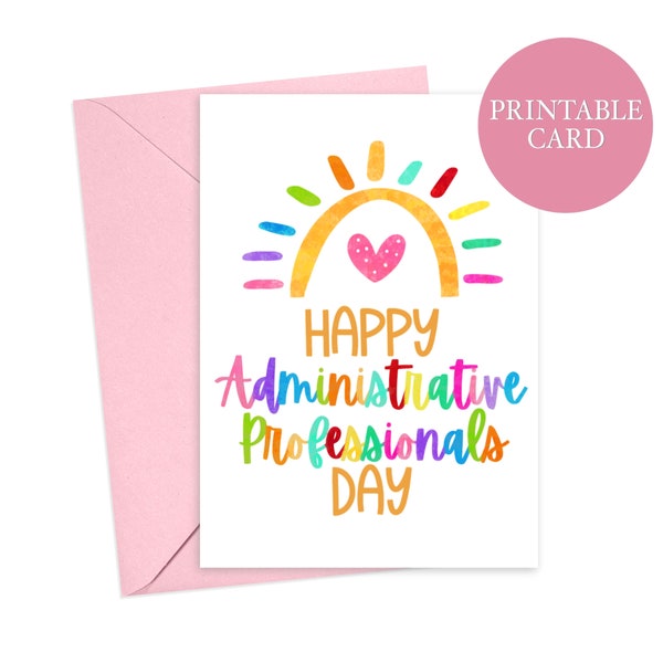 Happy Administrative Professionals Day Card | Admin Professionals | Admin Assistant Day | Thank You Card | Instant Download | Printable Card