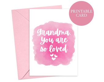 Carte pour la fête des mères de grand-mère : motif floral aquarelle (carte imprimable)