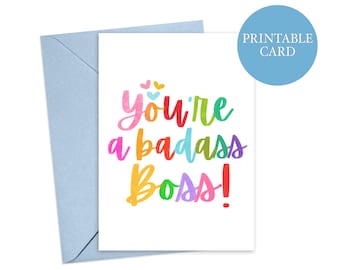 Youre a badass boss  card | Bosses Day card | Best boss card | Card for boss | Instant Download | Printable Card