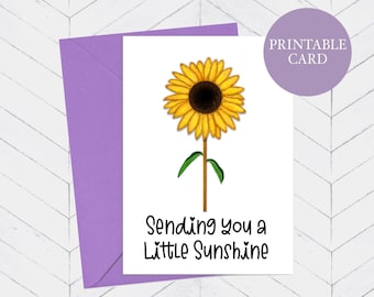 Printable Sunflower Card | Sending a little Sunshine | Thinking of You | Card for Friend | Friendship Card | Instant Download | 5x7 Card