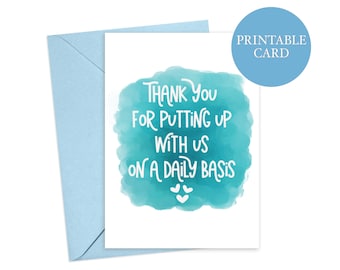 Thank you for putting up with us Card | Funny Bosses Day | Boss Day Card | Card for Boss | Boss's Day | Instant Download | Printable Card