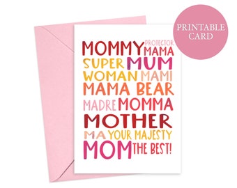 Mother's Day Card | Happy Mothers Day Card | Card for Mom | Card for Stepmom | Mother's Day Gift | Instant Download | Printable Card