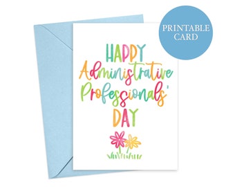 Happy Administrative Professionals Day Card | Admin Professionals | Admin Assistant Day | Thank You Card | Instant Download | Printable Card