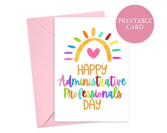 Happy Administrative Professionals Day Card | Admin Professionals | Admin Assistant Day | Thank You Card | Instant Download | Printable Card