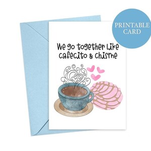 Tarjeta Cafecito con Chisme / Tarjetas Latinas / Tarjetas Spanglish / Tarjeta para Mejor Amigo / Tarjeta para BFF / Descarga Instantánea / Tarjeta Imprimible