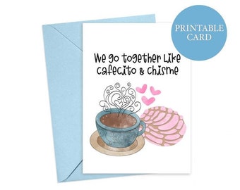 Cafecito con Chisme Card | Latina Cards | Spanglish Cards | Card for Best Friend | Card for BFF | Instant Download | Printable Card