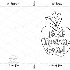 Printable Coloring Card | Best Teacher Ever Card | Teacher Appreciation ...