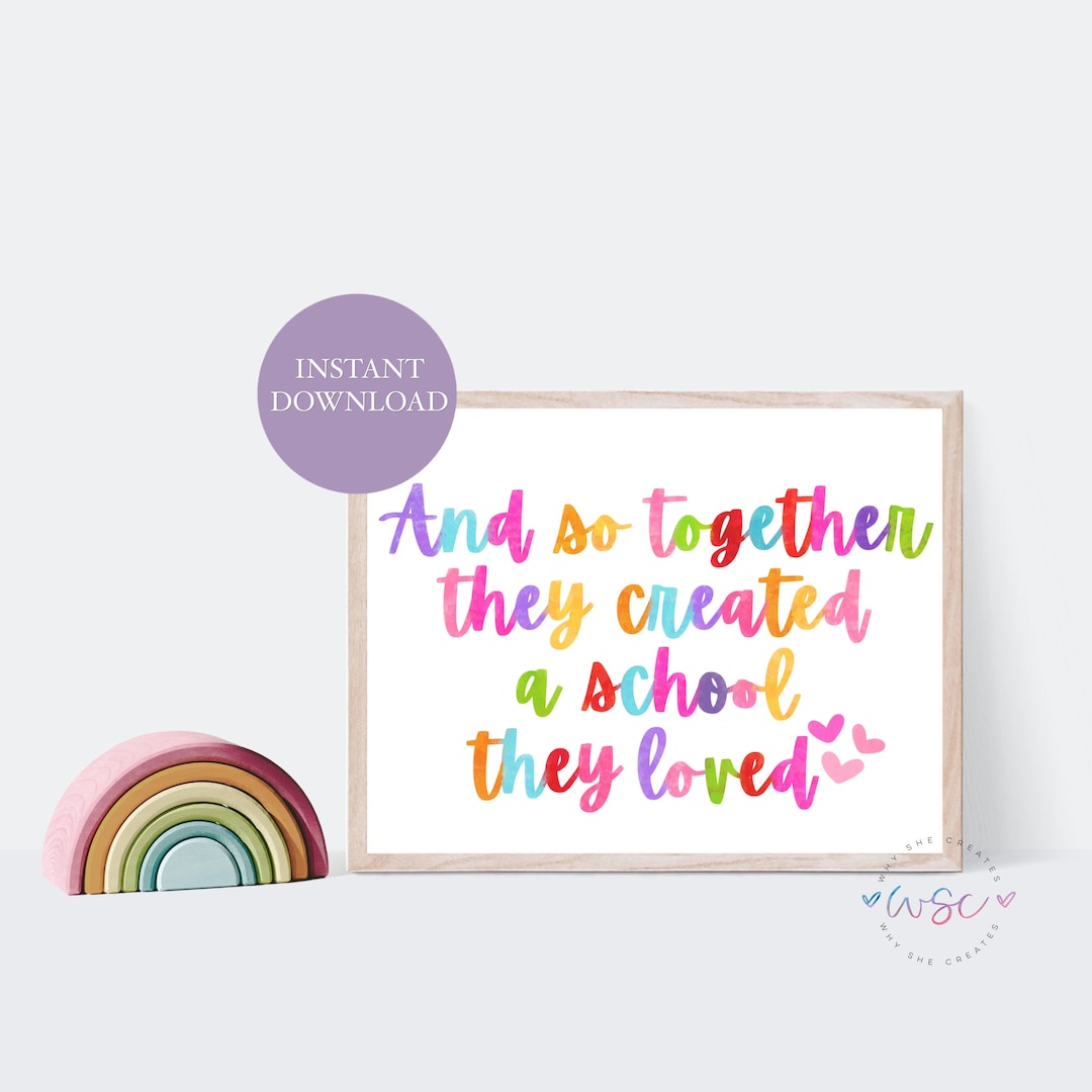 Teacher Appreciation Art Print: Colorful School Quote (digital Download ...