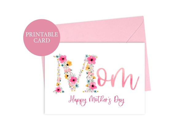 Floral Mother's Day Card: Printable Mom Gift (5x7in Digital Download)