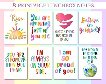 8 NEW Printable Lunchbox Notes | Positive Notes | Lunch Notes for Kids and Tweens | Encouragement Cards | Notes for Kids