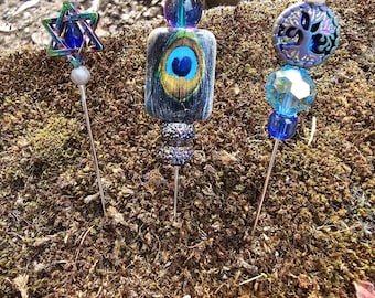 Judaic Pin Set: Star of David, Tree of Life, Peacock Feather