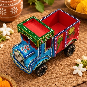 Hand Painted Wooden Truck | Indian Home Decor | Indian Folk Art Showpiece