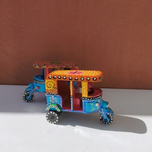 Small wooden tuk tuk colorful home accent