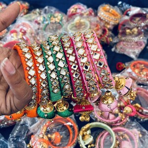 Silk Thread Bangles Set Of 2: Handmade Bangles for Diwali, Marriage and Baby Shower