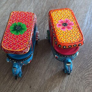 Wooden Hand Painted Auto Rickshaw Toy, home decor image 8