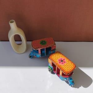 Multicolor wooden auto rickshaw Indian handicraft
