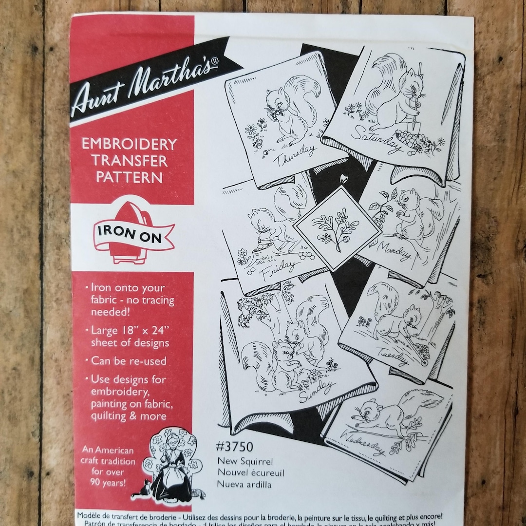 Aunt Martha's Embroidery Iron on Transfer Patterns New Squirrel - Etsy