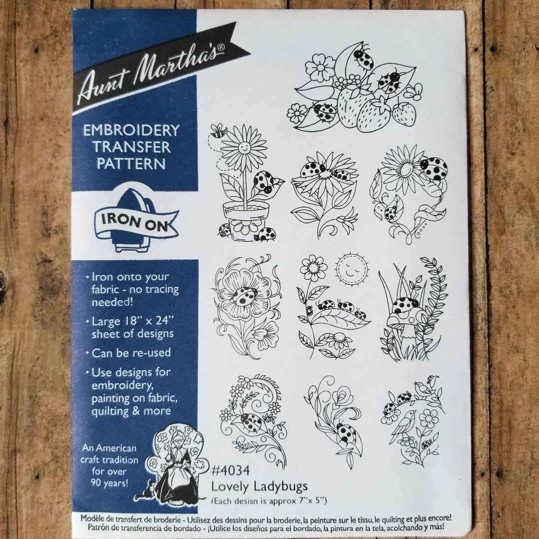 Aunt Martha's Embroidery Iron on Transfer Patterns Lovely Ladybugs - Etsy