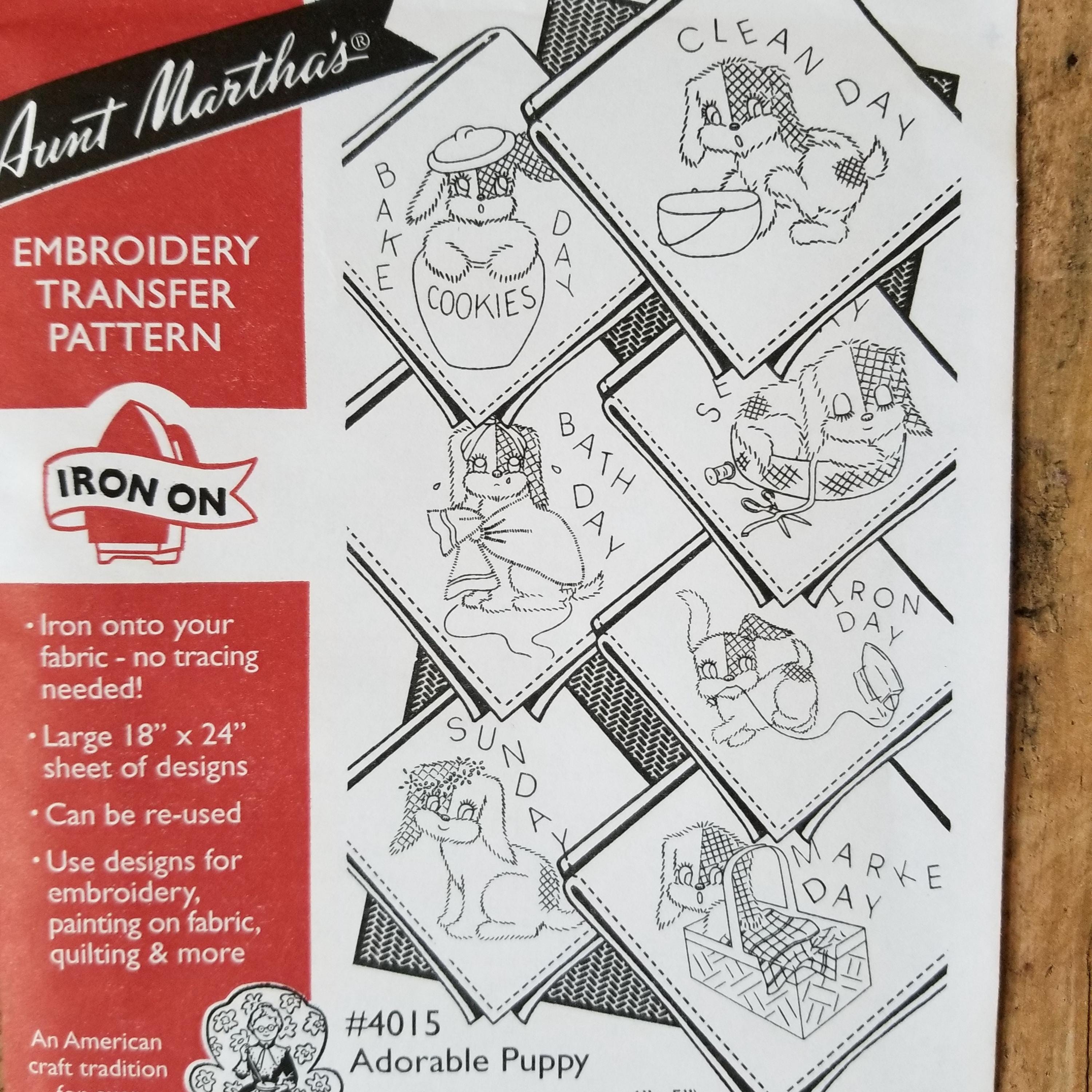 Aunt Martha's Embroidery Iron on Transfer Patterns Adorable Puppy - Etsy