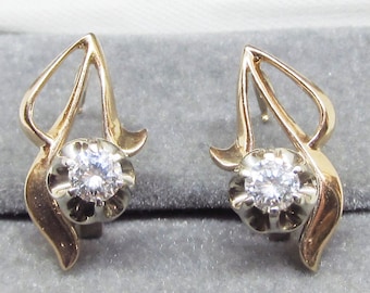 Diamond Earrings 14Kt Pink Gold, Russian (998)
