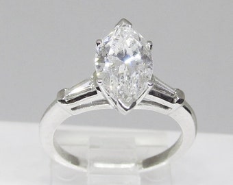 Engagement Ring, 1.65Ct Marquise Diamond, Platinum (1030)