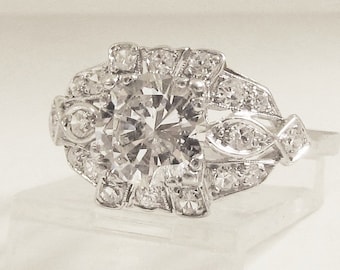 Diamond Engagement Ring Platinum Antique (990)