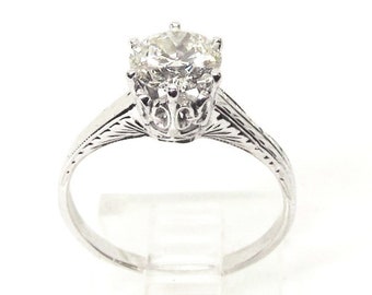 Engagement Ring Diamond Solitaire in 18Kt Setting, Antique (1032)