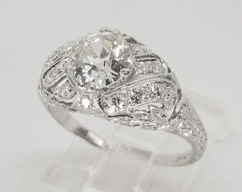 Engagement Ring Antique Diamond Platinum (1001)