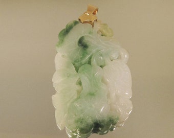 Carved Jade Pendant 18Kt Gold (1142)