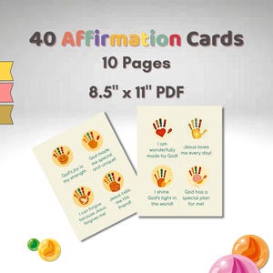 Tarjetas de Afirmaciones Cristianas para Niños, 40 Notas para la Lonchera que Inspiran la Fe, Arte con Huellas de Manos, Fomentan la Confianza, Escuela Dominical