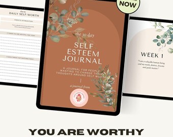 The 30-Day Self Esteem Journal | Self Worth | Digital Journal | Therapy Resource