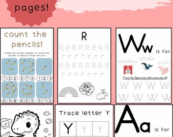Leerbundel kinderdagverblijf/receptie/school | +100 pagina's | Afdrukbare activiteitenwerkbladen | Kleurplaten | Tracering | Alfabet | Cijfers