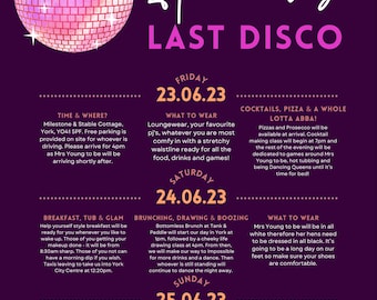 Sjabloon vrijgezellenfeest / vrijgezellenreis | Digitale vrijgezellenfeest/vrijgezellenfeestplanner, bewerkbare canva-sjabloon, weekendplanner